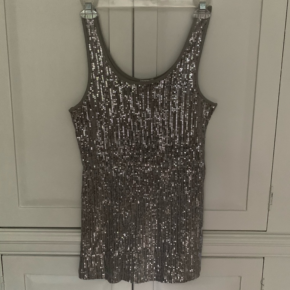 Charlotte Russe Silver Sequence Small Tank Top